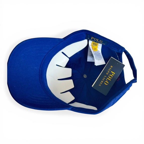 NWT Polo Ralph Lauren Blue Cotton Chino Baseball Cap Red Pony - Picture 4 of 7